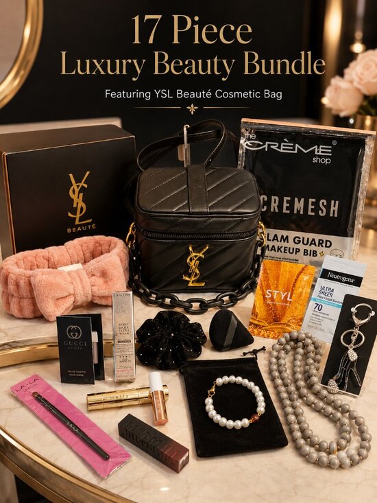 Yves Saint Laurent Handbags - 17pc YSL Beauté Cosmetic Bag Beauty Makeup Jewelry Spa Gift Bundle